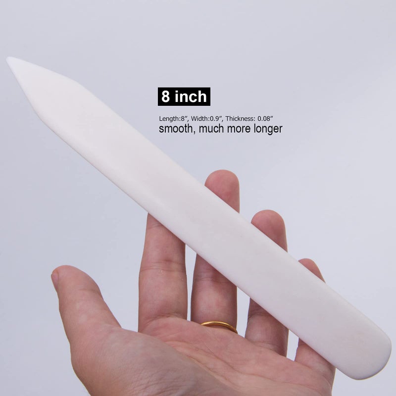 VENCINK 8 inch Genuine Bone Folder Natural Origami Paper Creaser Scoring Folding Tool for Leather Cards DIY Handmade Bookbinding Burnishing Shaping Creasing (100% Real Cattle Bone) - Image 3